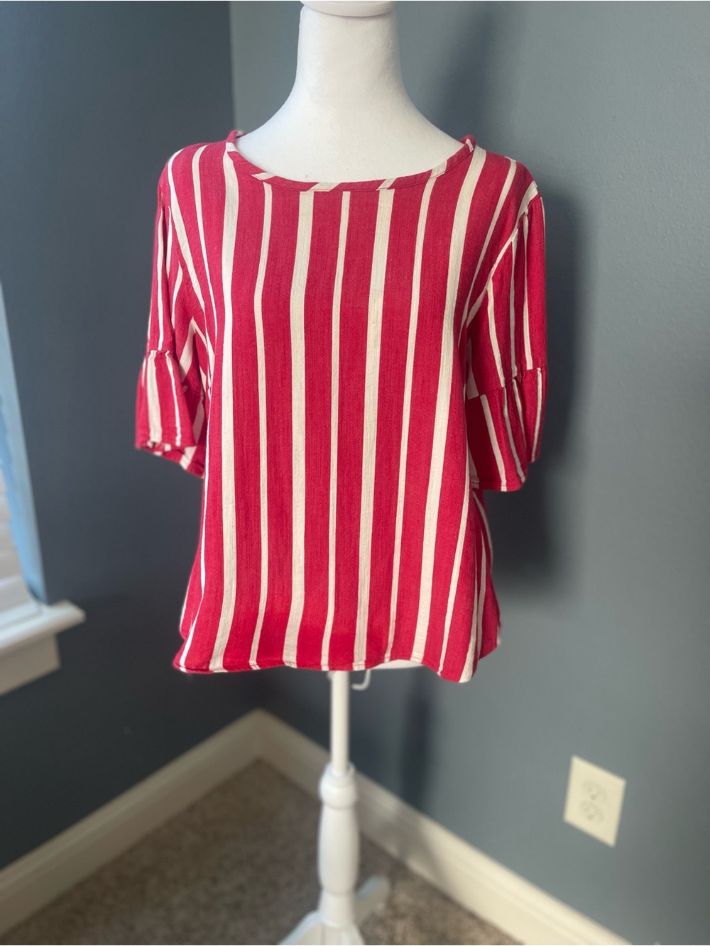 Velvet Heart Red & White Striped Scoop Neck Blouse